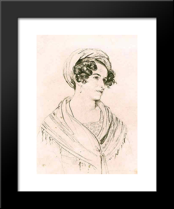 Portrait Of An Unknown Woman In A Turban 20x24 Black Modern Wood Framed Art Print Poster by Kiprensky, Orest