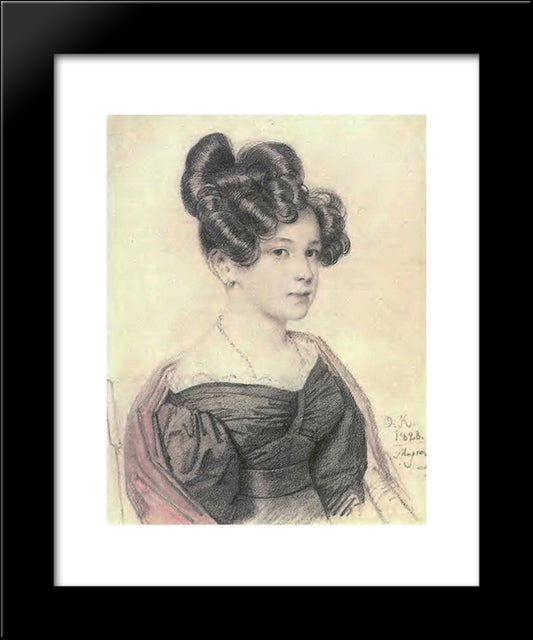 Portrait Of Anna Olenina 20x24 Black Modern Wood Framed Art Print Poster by Kiprensky, Orest