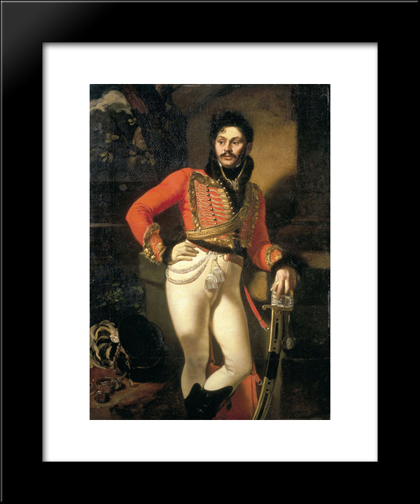 Portrait Of Colonel Evgraf V. Davydov 20x24 Black Modern Wood Framed Art Print Poster by Kiprensky, Orest