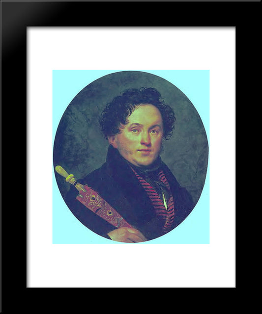 Portrait Of Dmitry Nikolaevich Filosofov 20x24 Black Modern Wood Framed Art Print Poster by Kiprensky, Orest