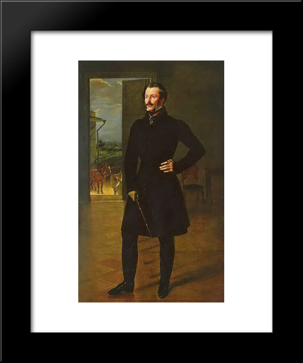 Portrait Of M.V. Shishmarev 20x24 Black Modern Wood Framed Art Print Poster by Kiprensky, Orest