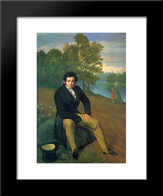 Portrait Of Portrait Of K. I. Albrekht 20x24 Black Modern Wood Framed Art Print Poster by Kiprensky, Orest