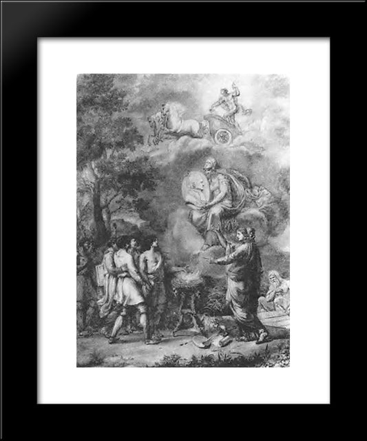 Pupils, Bringing Thank To Stroganov, On The Occasion Of New Year 20x24 Black Modern Wood Framed Art Print Poster by Kiprensky, Orest