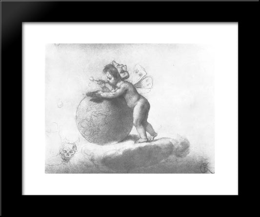 Putto With A Globe 20x24 Black Modern Wood Framed Art Print Poster by Kiprensky, Orest