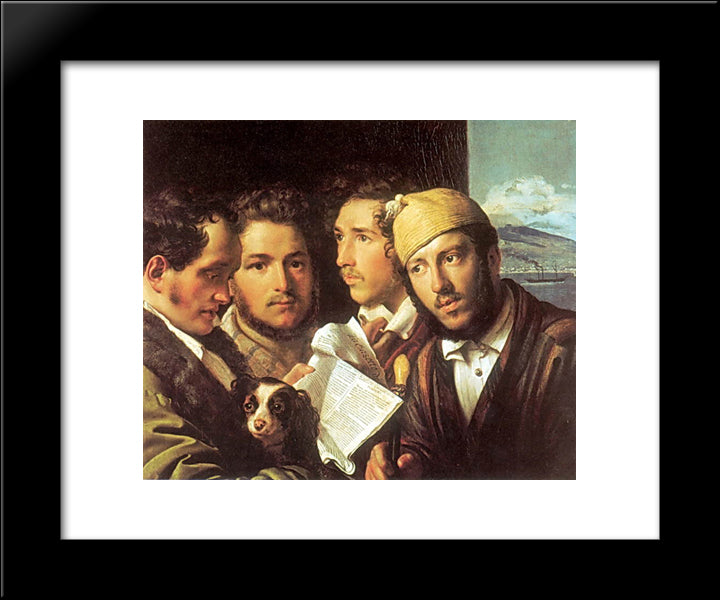 Readers Of Newspapers In Naples 20x24 Black Modern Wood Framed Art Print Poster by Kiprensky, Orest