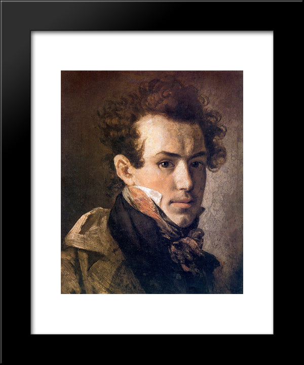 Self-Portrait 20x24 Black Modern Wood Framed Art Print Poster by Kiprensky, Orest