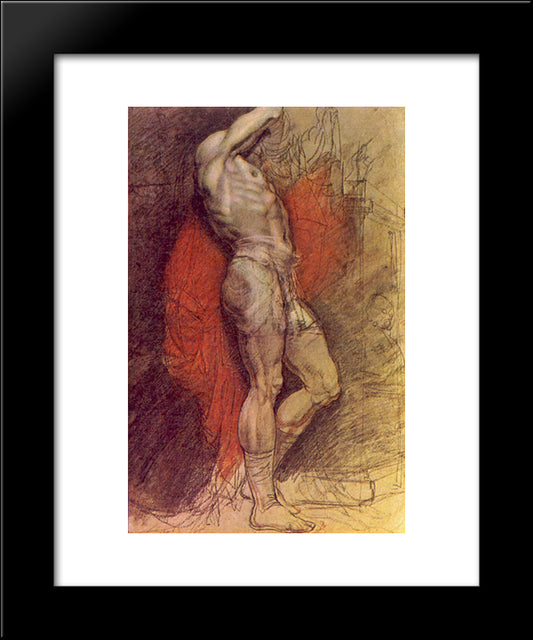 Standing Sitter On The Background Of Red Drapery 20x24 Black Modern Wood Framed Art Print Poster by Kiprensky, Orest