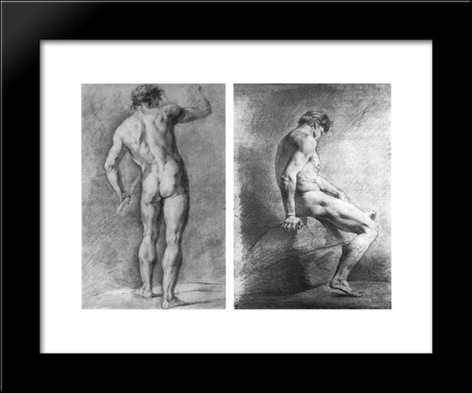 Standing Sitter With A Stick. Sitter On A Rock 20x24 Black Modern Wood Framed Art Print Poster by Kiprensky, Orest