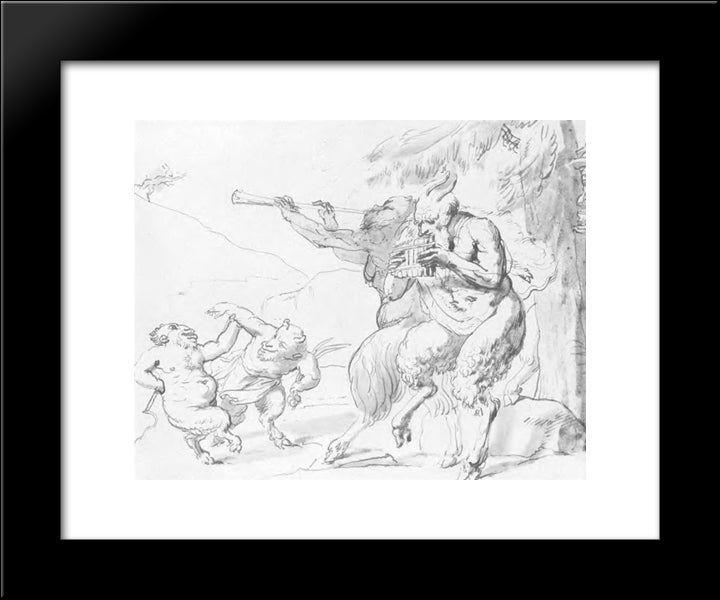 The Family Of Satyrs 20x24 Black Modern Wood Framed Art Print Poster by Kiprensky, Orest