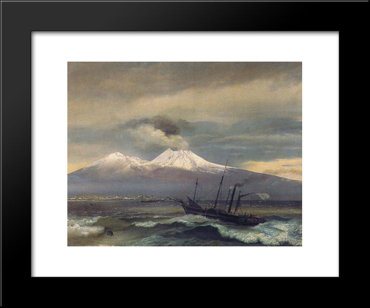 View Of Mount Vesuvius In Winter 20x24 Black Modern Wood Framed Art Print Poster by Kiprensky, Orest