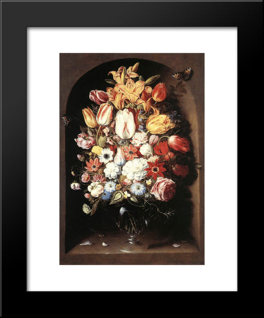 Bouquet In A Niche 20x24 Black Modern Wood Framed Art Print Poster by Beert, Osias