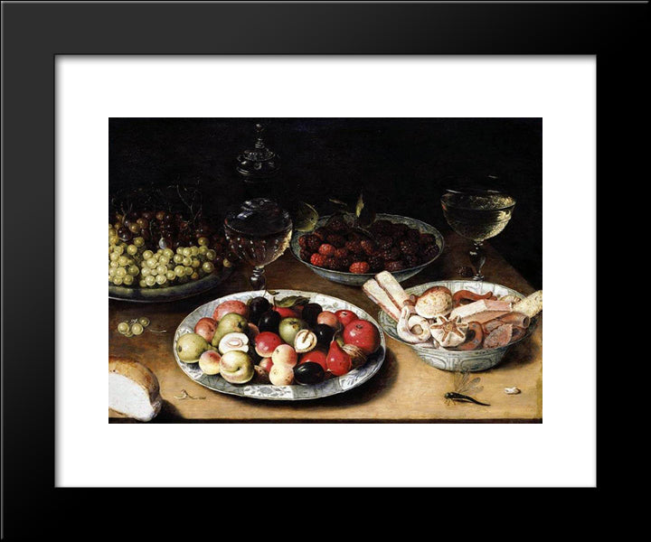 Still Life Of Fruit 20x24 Black Modern Wood Framed Art Print Poster by Beert, Osias