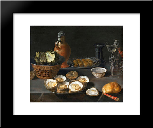 Still Life With Artichokes 20x24 Black Modern Wood Framed Art Print Poster by Beert, Osias