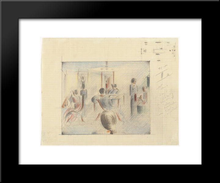 Figures In A Room (Figuren Im Raum) 20x24 Black Modern Wood Framed Art Print Poster by Schlemmer, Oskar