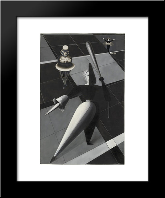 Figurines In Space Study For The Triadic Ballet 20x24 Black Modern Wood Framed Art Print Poster by Schlemmer, Oskar