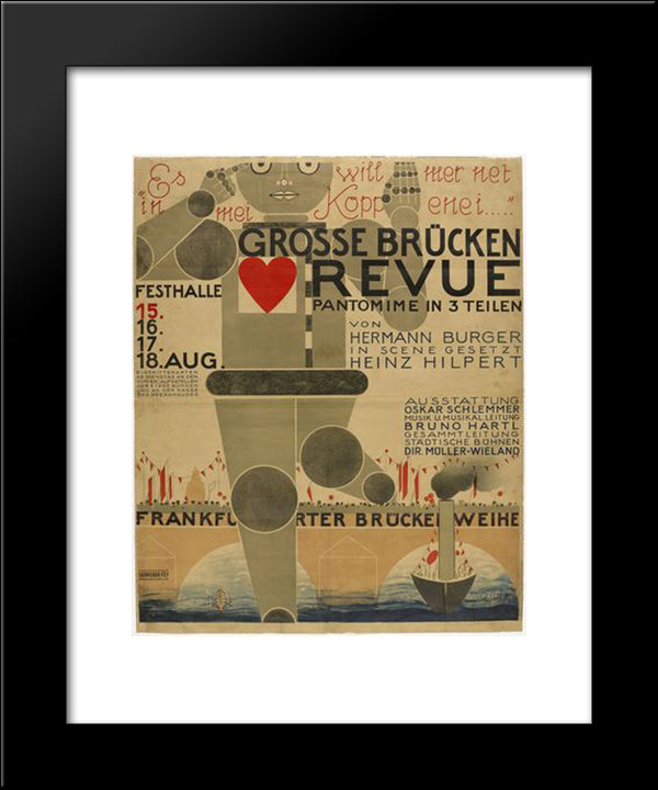 Poster For The Great Bridge Revue (Grosse Brucken Revue) 20x24 Black Modern Wood Framed Art Print Poster by Schlemmer, Oskar
