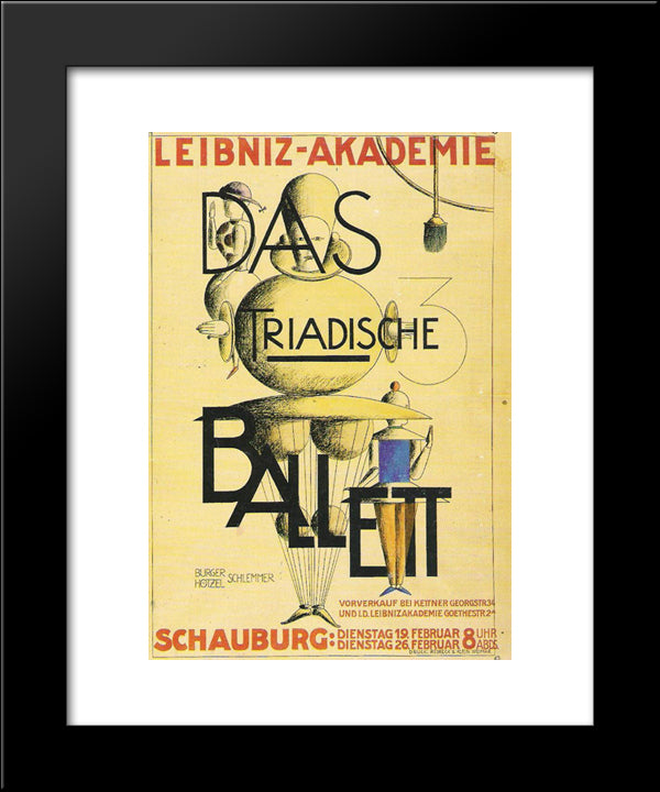 The Triadic Ballet 20x24 Black Modern Wood Framed Art Print Poster by Schlemmer, Oskar