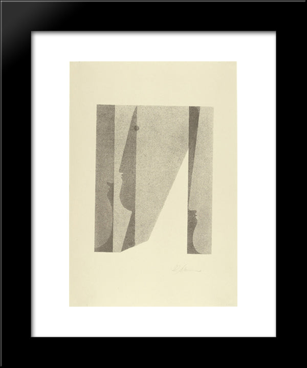 Three Heads, Superimposed (Drei Kopfe, Ineinander) 20x24 Black Modern Wood Framed Art Print Poster by Schlemmer, Oskar