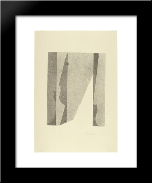 Three Heads, Superimposed (Drei Kopfe, Ineinander) 20x24 Black Modern Wood Framed Art Print Poster by Schlemmer, Oskar