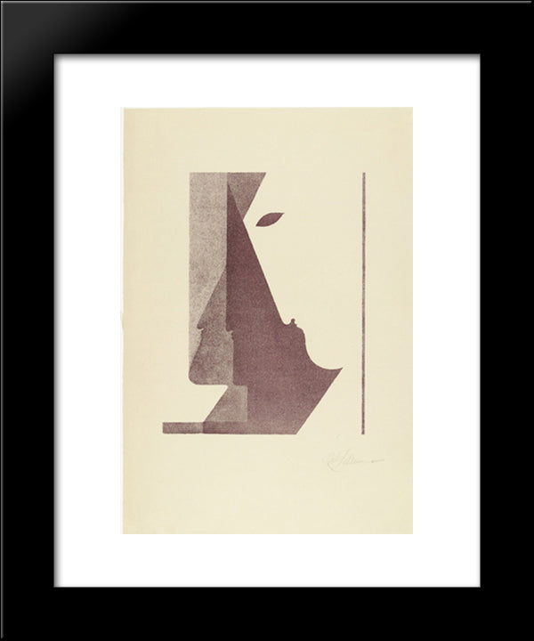 Three Profiles Between The Vertical And The Diagonal (Drei Profile Zwischen Der Senkrechten Und Der Diagonalen) 20x24 Black Modern Wood Framed Art Print Poster by Schlemmer, Oskar