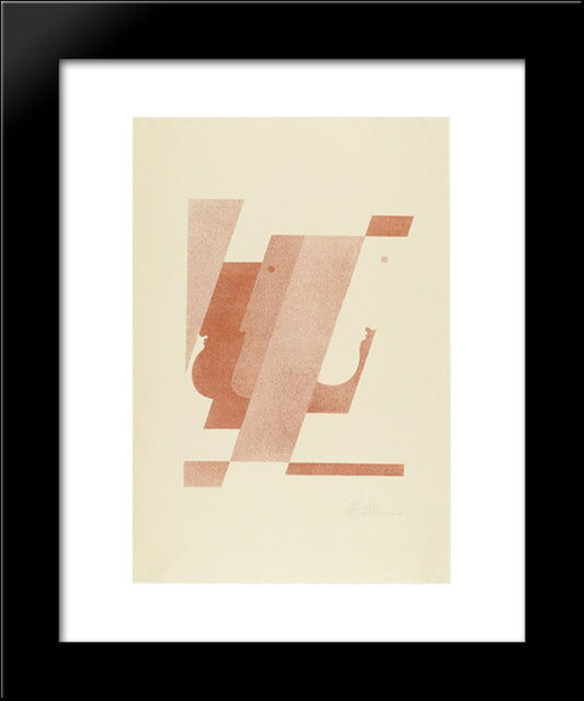 Three Vertical Profiles, One Pointing To The Right (Drei Profile In Senkrechten, Eines Nach Rechts) 20x24 Black Modern Wood Framed Art Print Poster by Schlemmer, Oskar