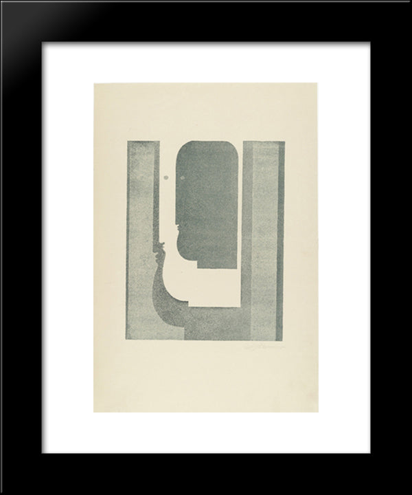 Three Vertical Profiles (Drei Senkrechte Profile) 20x24 Black Modern Wood Framed Art Print Poster by Schlemmer, Oskar