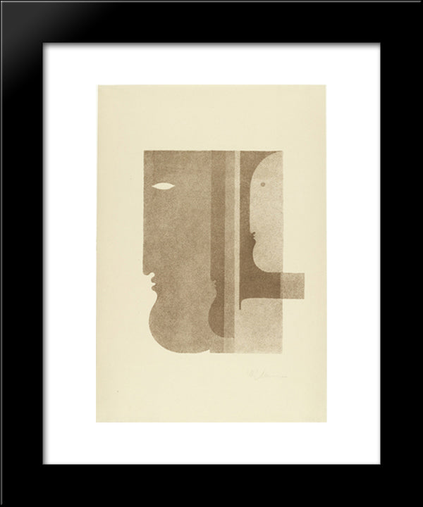 Two Profiles To The Left, One To The Right (Zwei Profile Nach Links, Eines Nach Rechts) 20x24 Black Modern Wood Framed Art Print Poster by Schlemmer, Oskar