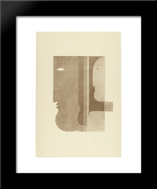 Two Profiles To The Left, One To The Right (Zwei Profile Nach Links, Eines Nach Rechts) 20x24 Black Modern Wood Framed Art Print Poster by Schlemmer, Oskar