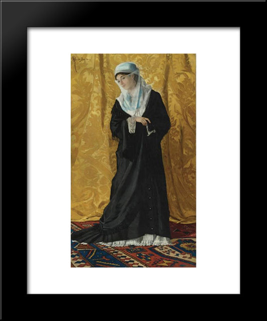 A Lady Of Constantinople 20x24 Black Modern Wood Framed Art Print Poster by Hamdi, Osman