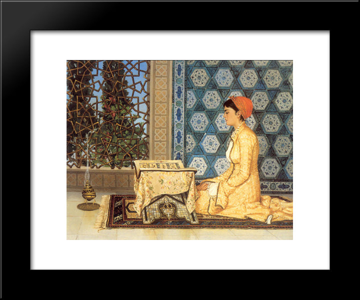 Girl Reciting Qu'Ran 20x24 Black Modern Wood Framed Art Print Poster by Hamdi, Osman