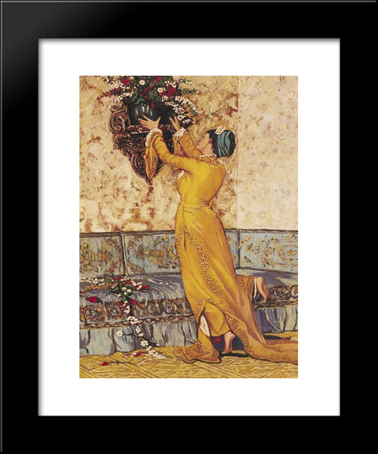 Girl Who Fits The Vase 20x24 Black Modern Wood Framed Art Print Poster by Hamdi, Osman