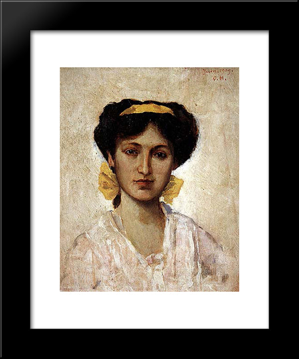 Girl With Yellow Ribbon 20x24 Black Modern Wood Framed Art Print Poster by Hamdi, Osman