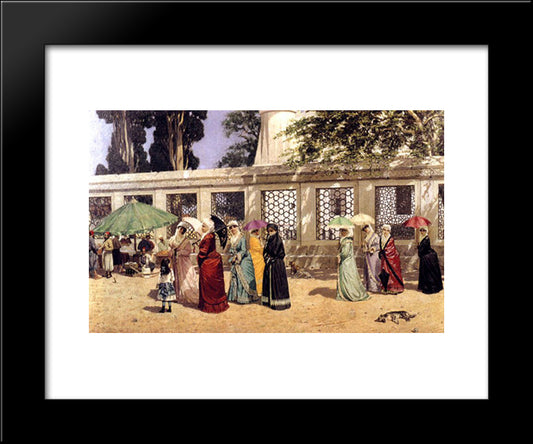 Ladies Taking A Walk 20x24 Black Modern Wood Framed Art Print Poster by Hamdi, Osman