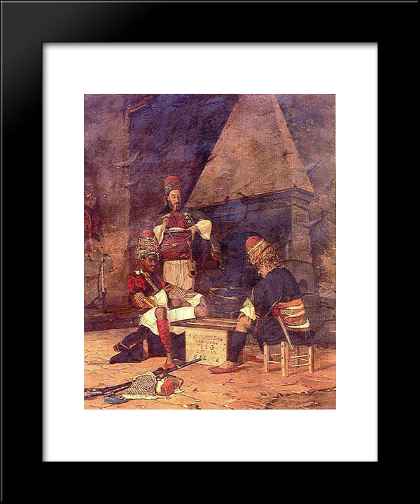 Tavla Playing Zeybek 20x24 Black Modern Wood Framed Art Print Poster by Hamdi, Osman