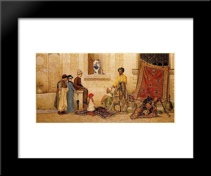 The Carpet Merchant 20x24 Black Modern Wood Framed Art Print Poster by Hamdi, Osman