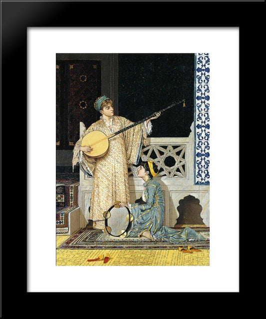 The Musician Girl 20x24 Black Modern Wood Framed Art Print Poster by Hamdi, Osman