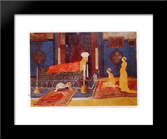 Two Young Girls Visiting A Shrine 20x24 Black Modern Wood Framed Art Print Poster by Hamdi, Osman