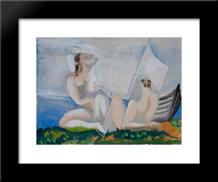 At The Water'S Edge 20x24 Black Modern Wood Framed Art Print Poster by Zadkine, Ossip