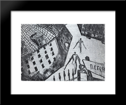 Barracks Clignancourt 20x24 Black Modern Wood Framed Art Print Poster by Zadkine, Ossip