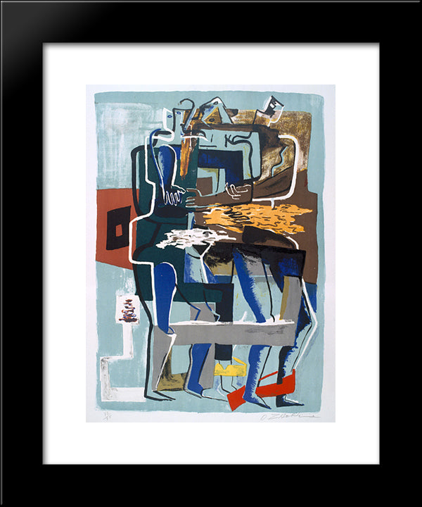 Conversation 20x24 Black Modern Wood Framed Art Print Poster by Zadkine, Ossip