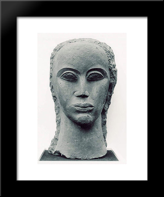 Female Head 20x24 Black Modern Wood Framed Art Print Poster by Zadkine, Ossip