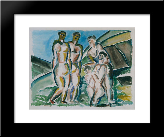 Landscape And Bathers 20x24 Black Modern Wood Framed Art Print Poster by Zadkine, Ossip