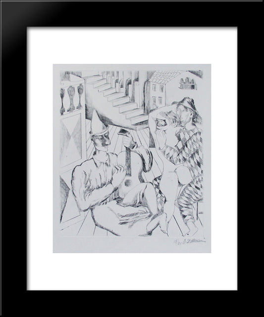 Masquerade 20x24 Black Modern Wood Framed Art Print Poster by Zadkine, Ossip