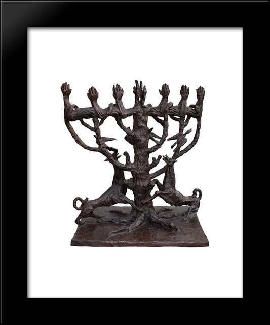 The Tree Of Life  -  Menorah 20x24 Black Modern Wood Framed Art Print Poster by Zadkine, Ossip