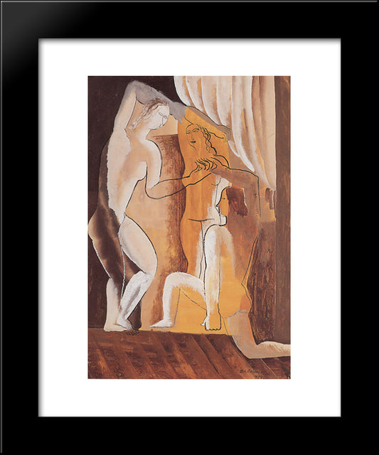 Three Women In An Interior 20x24 Black Modern Wood Framed Art Print Poster by Zadkine, Ossip