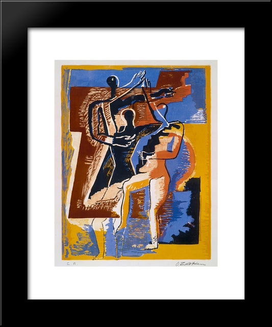 Visitors To The Sun 20x24 Black Modern Wood Framed Art Print Poster by Zadkine, Ossip