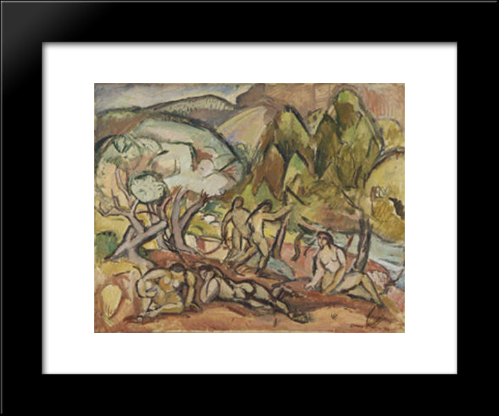 Landscape With Figures 20x24 Black Modern Wood Framed Art Print Poster by Friesz, Othon