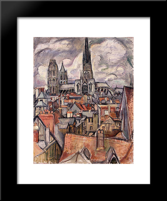 Roofs And Cathedral In Rouen 20x24 Black Modern Wood Framed Art Print Poster by Friesz, Othon