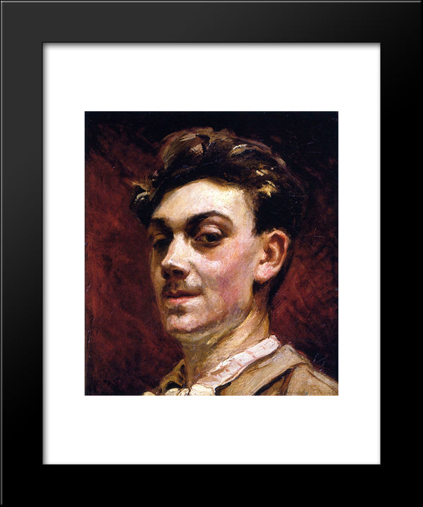 Self-Portrait 20x24 Black Modern Wood Framed Art Print Poster by Friesz, Othon