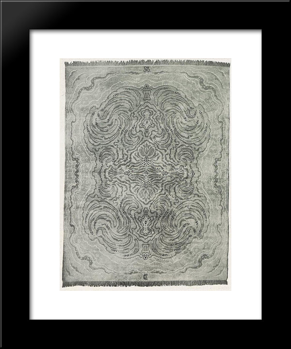 Tiger Carpet Design 20x24 Black Modern Wood Framed Art Print Poster by Eckmann, Otto